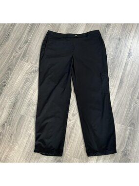 Chico's Zenergy Pants Womens 2-SH Black Track Straight Leg Stretch Cargo Pocket